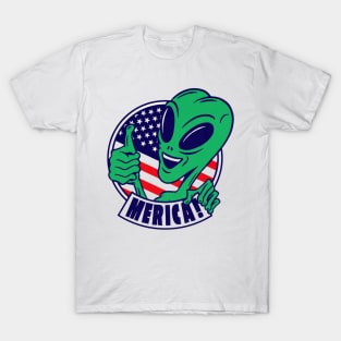 Alien with american flag T-Shirt